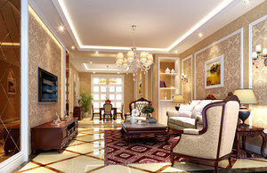 120平米普通户型欧式风格家装装修图片设计-六安齐装网装修效果图